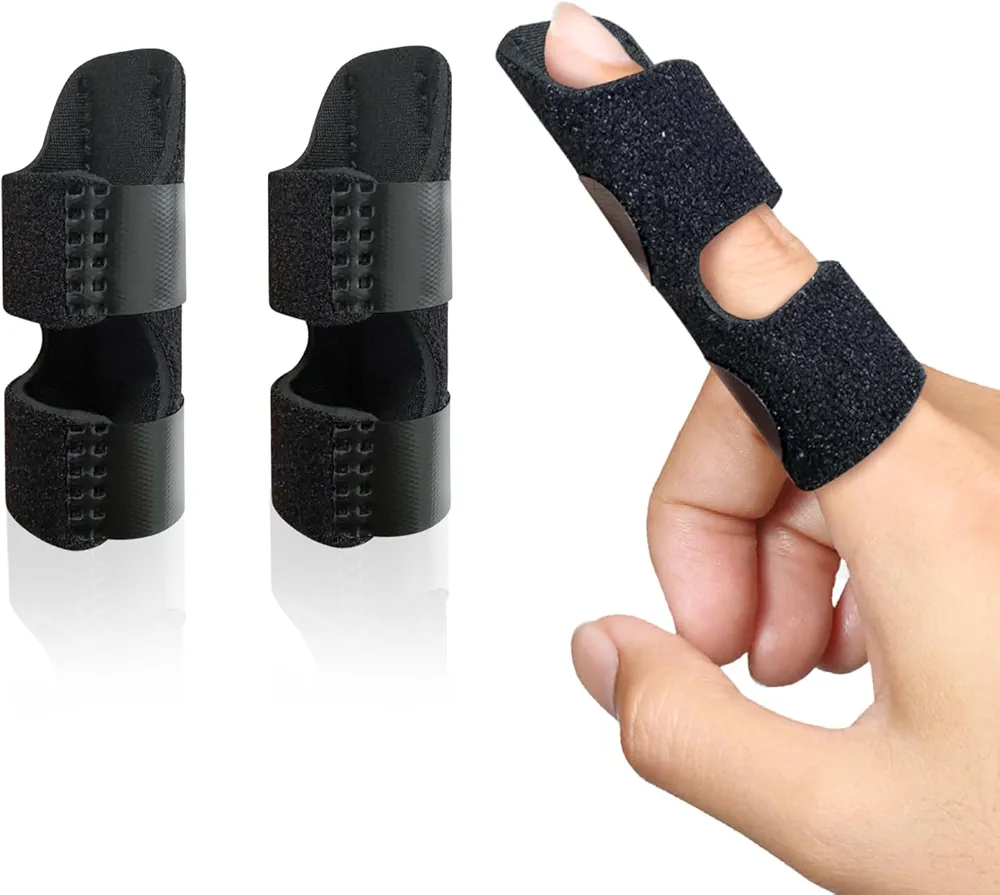 Finger Splint, Universal Trigger Finger Brace for Broken/Arthritis Pain and Sprain Relief, Trigger Finger Splint for Middle, Index, Ring (2 Pack,Black)