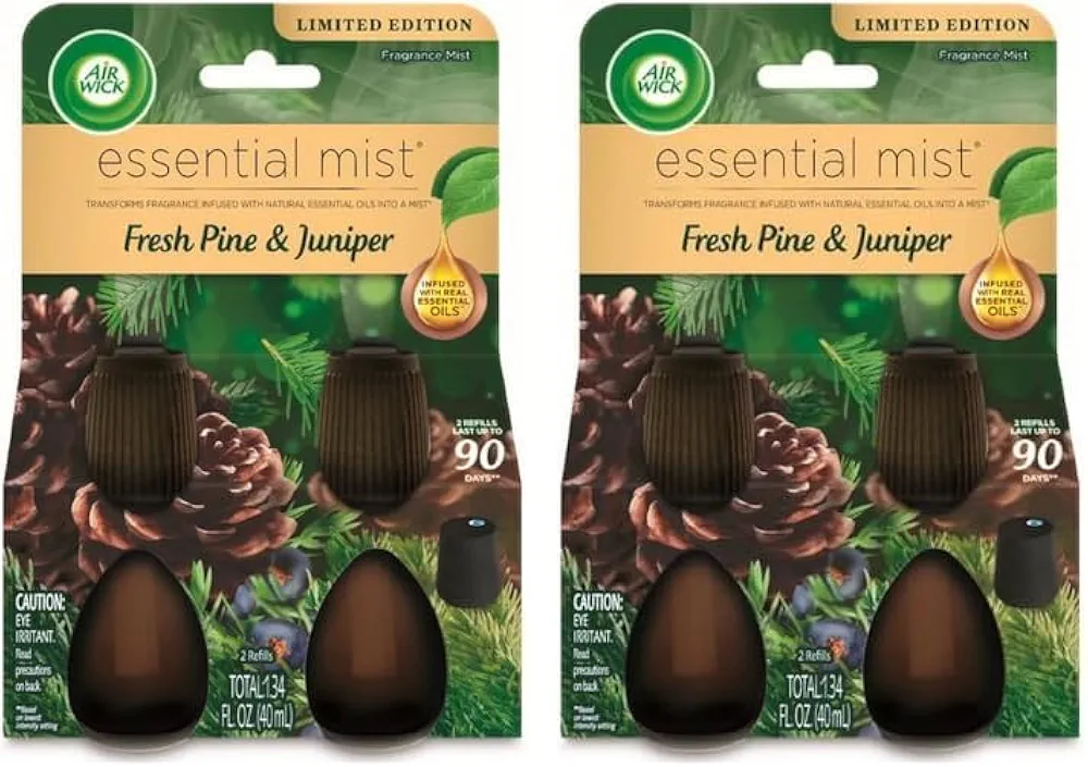 Air Wick Essential Mist – Twin Refill Fresh Pine & Juniper, 2 Refills (Pack of 2)