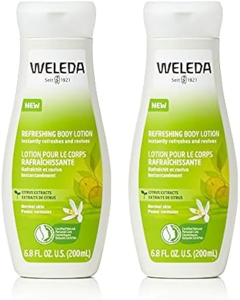 Weleda Refreshing Citrus Body Lotion, 6.8 Fluid Ounce, Plant Rich Moisturizer with Aloe Vera and Coconut Oil (Pack of 2)