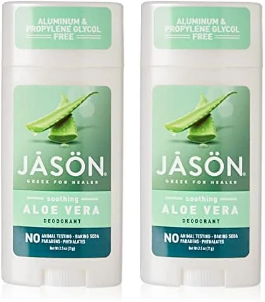 Jason Aluminum Free Deodorant Stick, Soothing Aloe Vera, 2.5 Oz (Packaging May Vary) (Pack of 2)