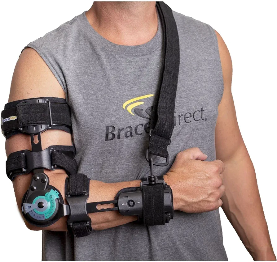 Medical Prescription Elbow Brace PDAC Approved L3760, L3761 Hinged Range of Motion, Shoulder Sling Stabilizer for Post-Op, Surgery Recovery, Ligament and Tendon Repairs and Dislocation