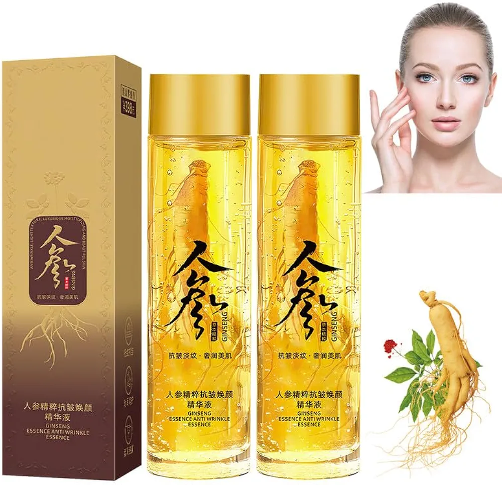 2bottle Ginseng Extract Liquid,Ginseng Serum Water Ginseng Gold Peptide Anti Wrinkle Serum Ginseng Oil Skin Tightening Products Facial Products Hydrating Essence Anti Wrinkle Tightening Serum