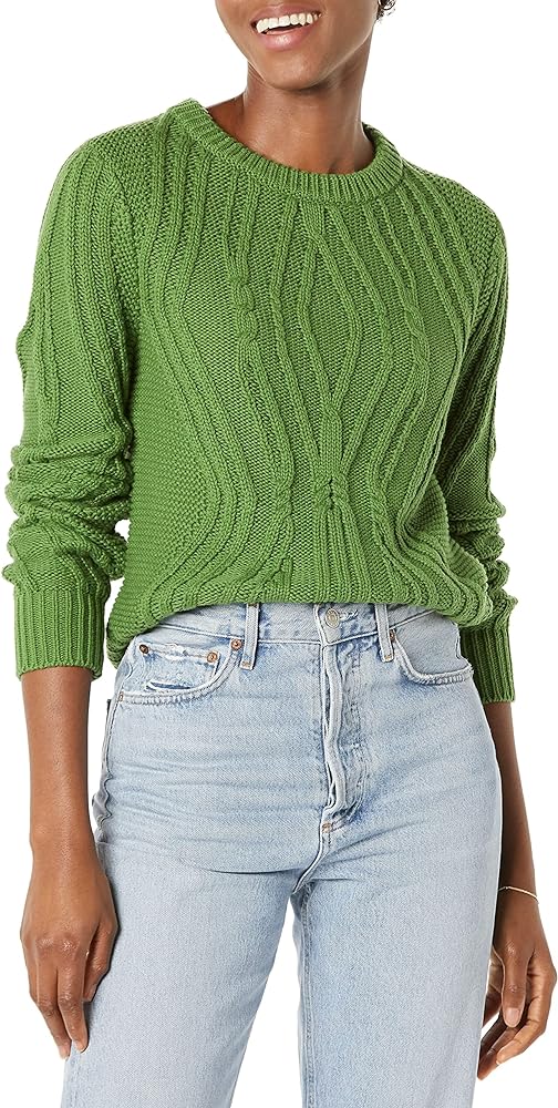 Amazon Essentials Women's 100% Cotton Crewneck Cable Sweater