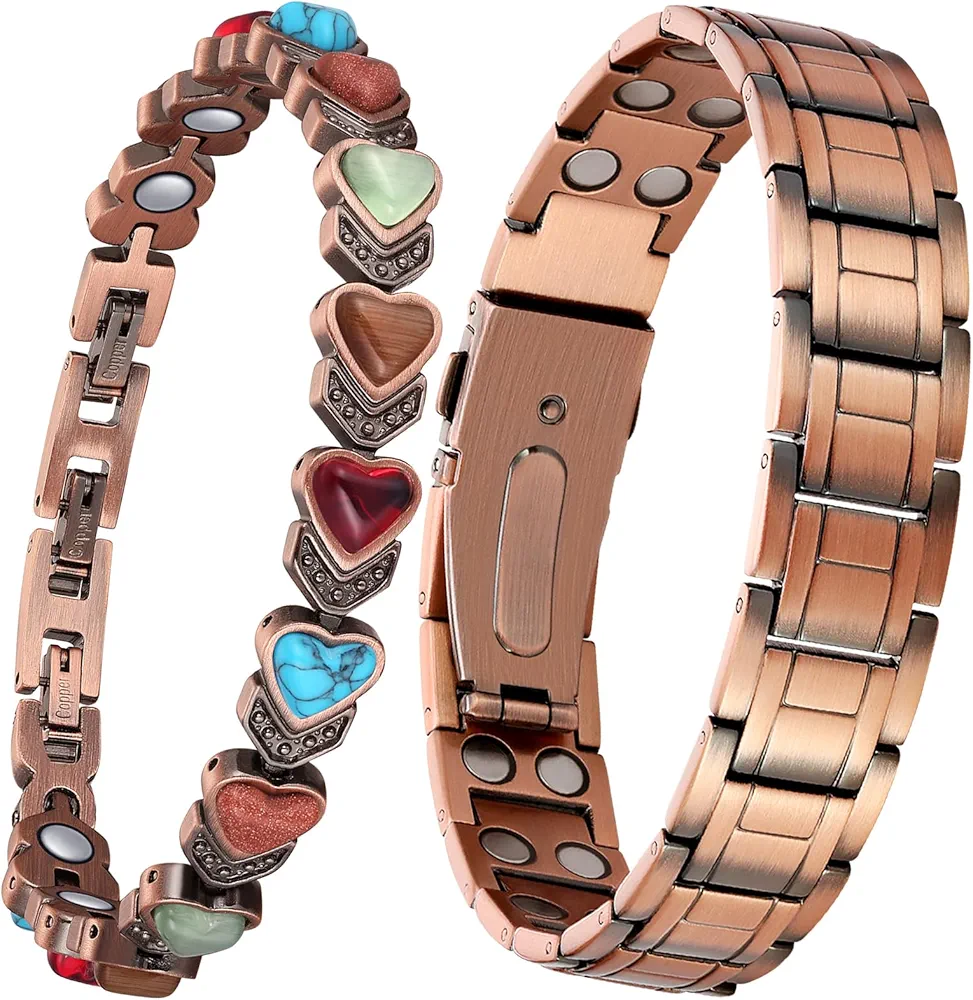 Effective Magnetic Copper Bracelets for Men & Women, Ultra Strength Magnet Bracelet with Sizing Tool