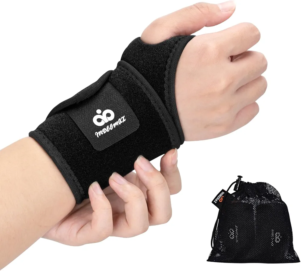 INDEEMAX 2 Pack Copper Wrist Brace Support for Carpal Tunnel, Pain Relief, Arthritis, Tendonitis, Adjustable Wrist Braces Compression Wraps Both Hands, Fit for Men and Women, Black