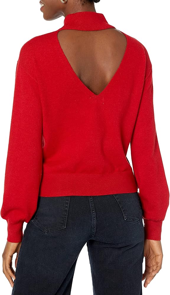 The Drop Women's Jaclyn Cutout-Back Mock-Neck Sweater