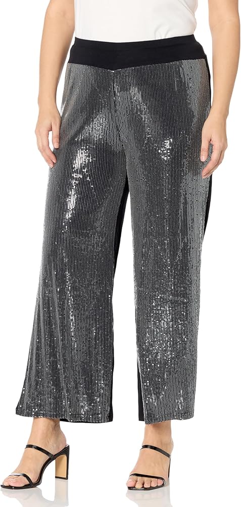 AVENUE Women's Plus Size Pant JADA Sequin, Black