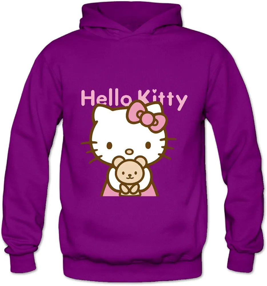 Lennakay Work Adult's Hello Kitty Pullover Hoodie with No Pocket Purple for Woman Sizes