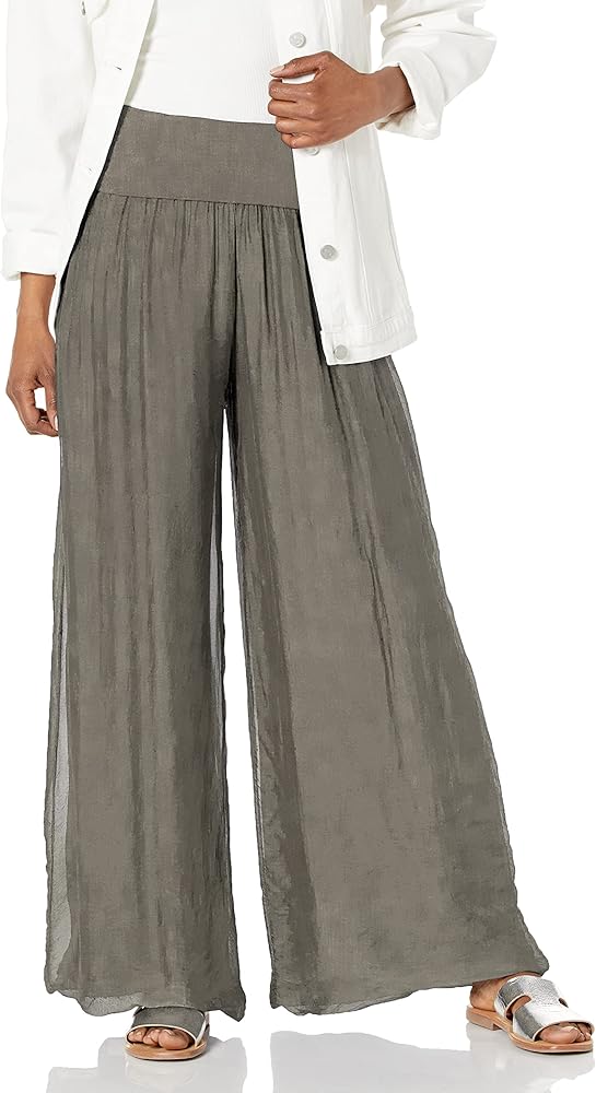 M Made in Italy Women's Silk Palazzo Pants