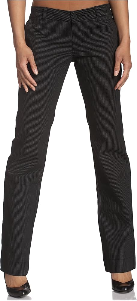 Dickies Juniors Thin Dotted Stripe Twill Pant, Black/Ivory, 11