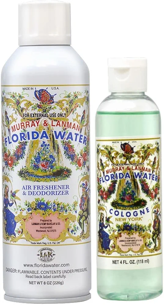 Lanman & Kemp Florida Water Air Freshener & Deodorizer 8oz + Aqua De Florida 4oz