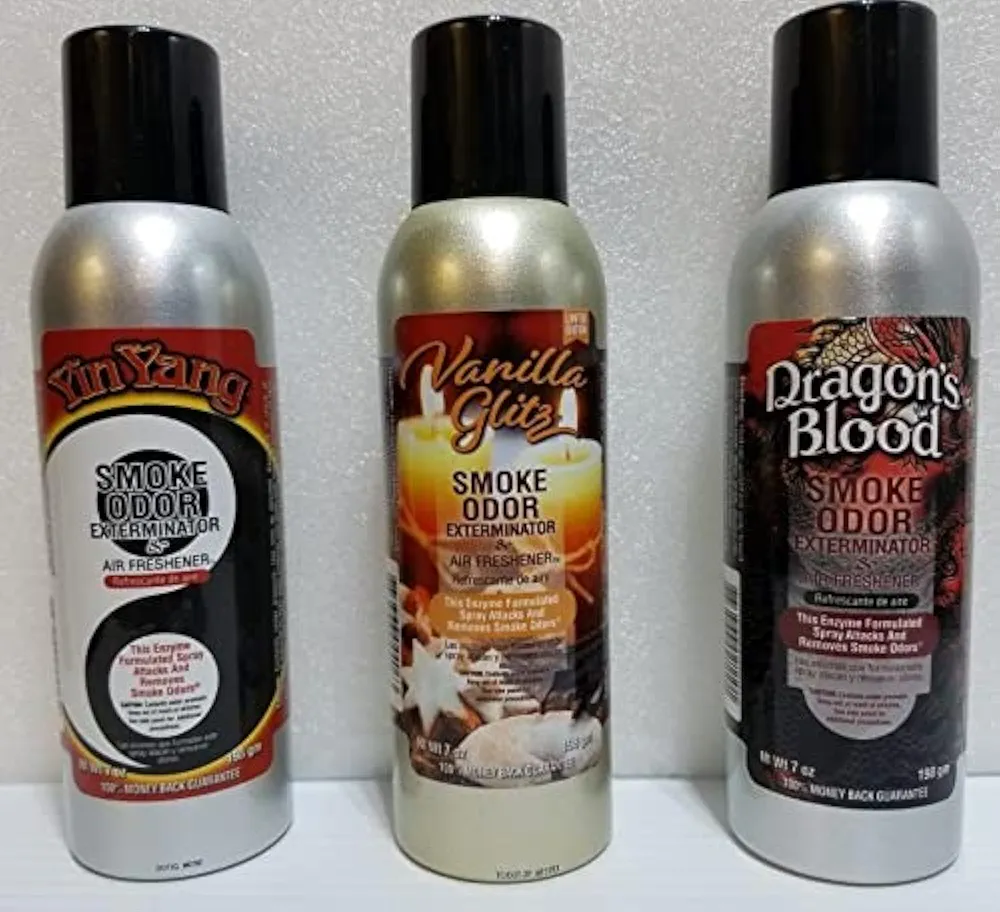 Smoke Odor Exterminator Yin Yang, Vanilla Glitz & Dragon,s Blood Smoke Odor Exterminator 7 oz Spray 3 Pack (1 of Each)