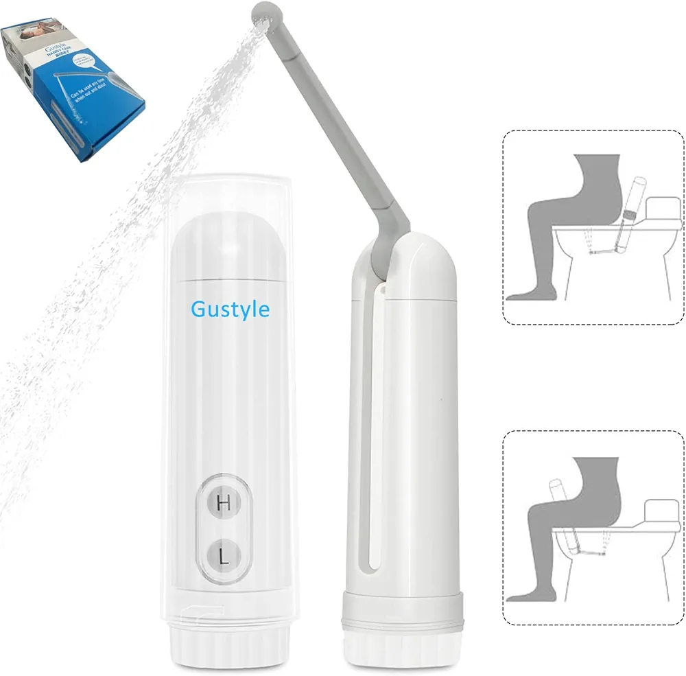 [2nd Generation] Portable Travel Bidet by GUSTYLE, IPX6 Waterproof Electric Bidet Sprayer with Automatic Decompression Film and Nozzle 180 Degree Adjustment (140ml)