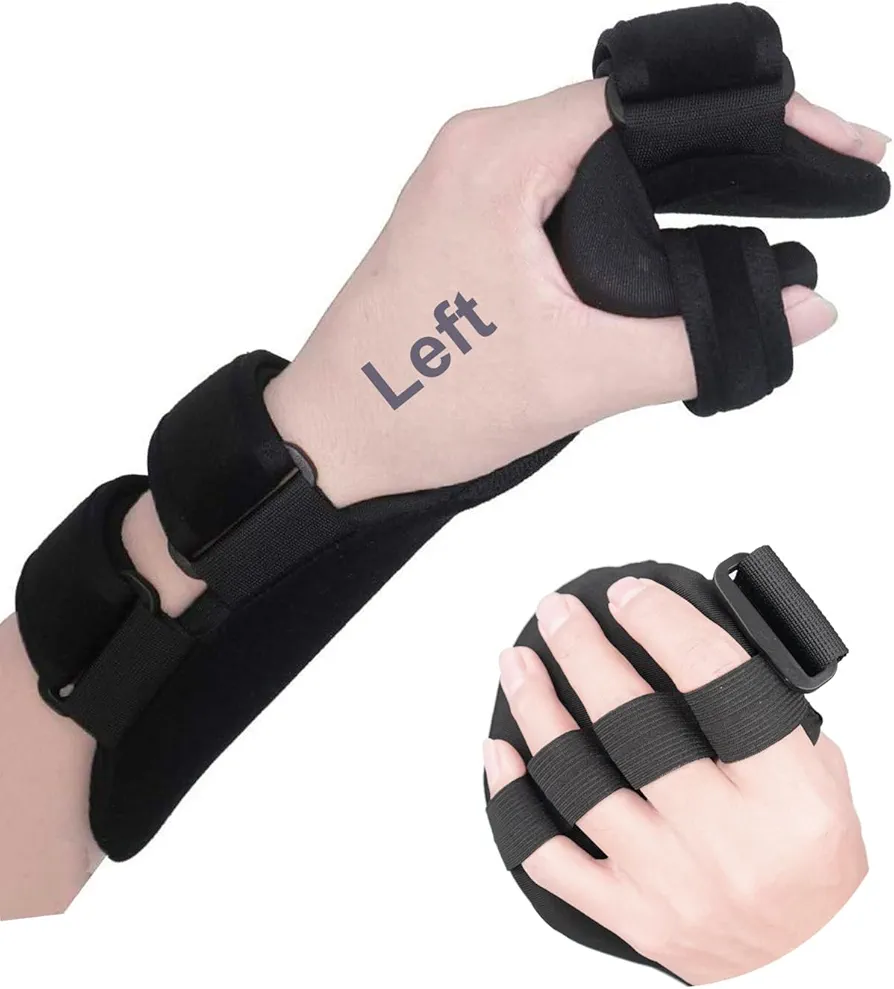 Soft Resting Hand Splint Night Wrist Splint Support Immobilizer Finger Wrist Fracture Fixation Scaffold for Stroke Hand Pain Tendinitis Sprain Fracture Arthritis Dislocation (Medium, Left)