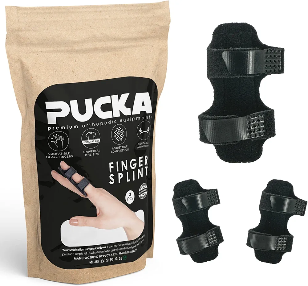 Pucka Finger Splint-3 Pieces-Solid Supports for Broken Fingers-Fits Trigger Finger - Index Finger - Middle Finger - Ring Finger