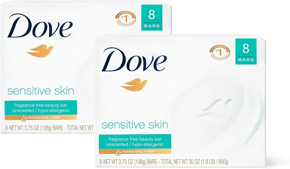 Dove Beauty Bar Gently Cleanses and Nourishes Sensitive Skin Effectively Washes Away Bacteria While Nourishing Your Skin 3.75 oz 16 Bars