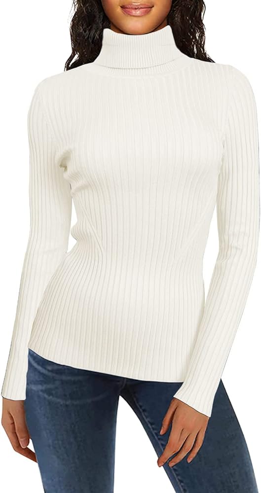 v28 Turtleneck Ribbed Sweaters for Women Cute Sexy Knitted Warm Fitted Sweater