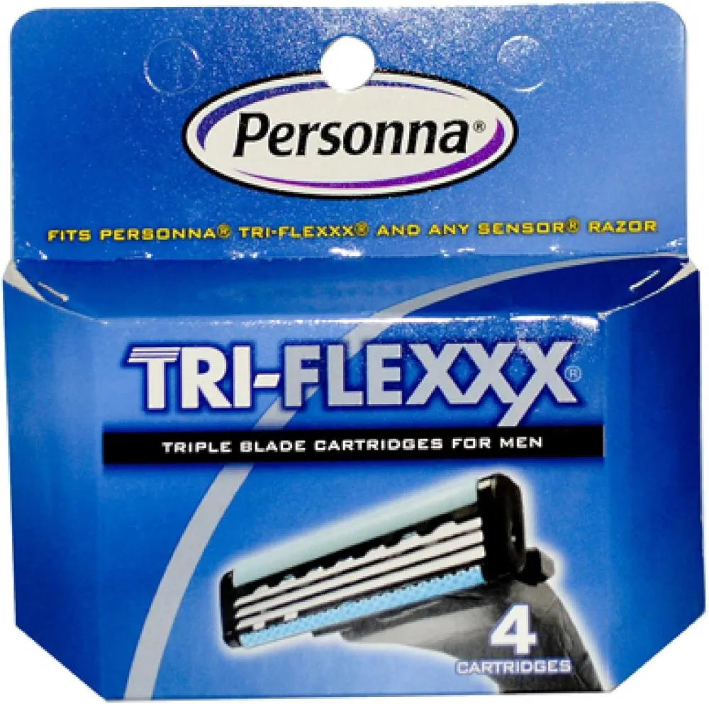 Personna Tri-Flexxx Razor System for Men Cartridge Refill Cartridges, 4 Count