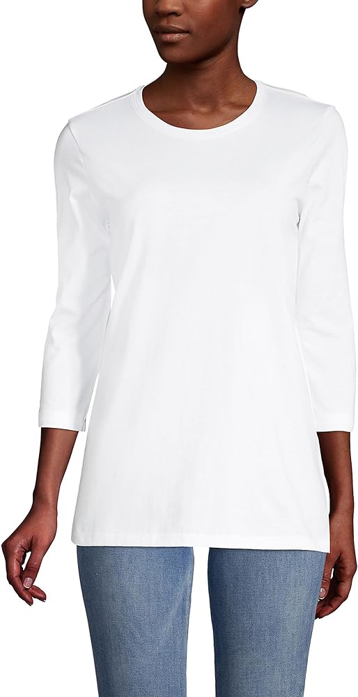 Lands' End Women's 3/4 Sleeve Supima Cotton Crewneck Tunic