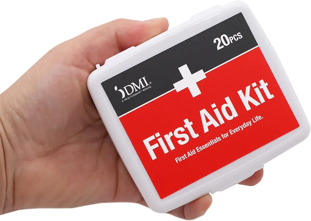 DMI Mini 20-Piece First-Aid Kit, All-Purpose Use for Minor Cuts and Scrapes, Durable Water-Resistant Case, Convenient and Portable, FSA & HSA Eligible