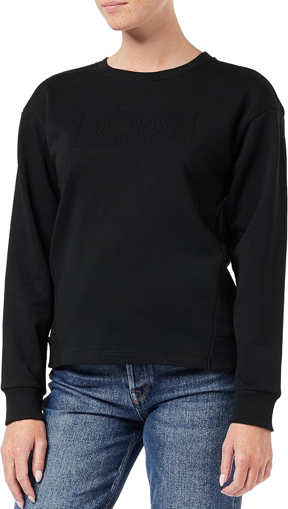 A｜X ARMANI EXCHANGE Women's French Terry Embossed Logo Pullover Sweatshirt