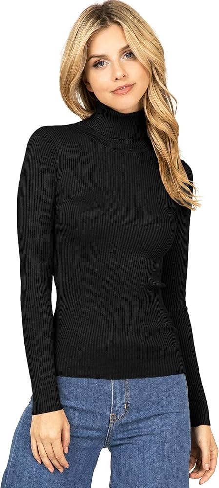 Women's Ribbed Long Sleeve Turtleneck Top