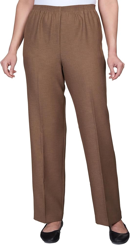 Alfred Dunner Misses Womens Classic Signature Fit Textured Trousers with All-Around Elastic Waistband