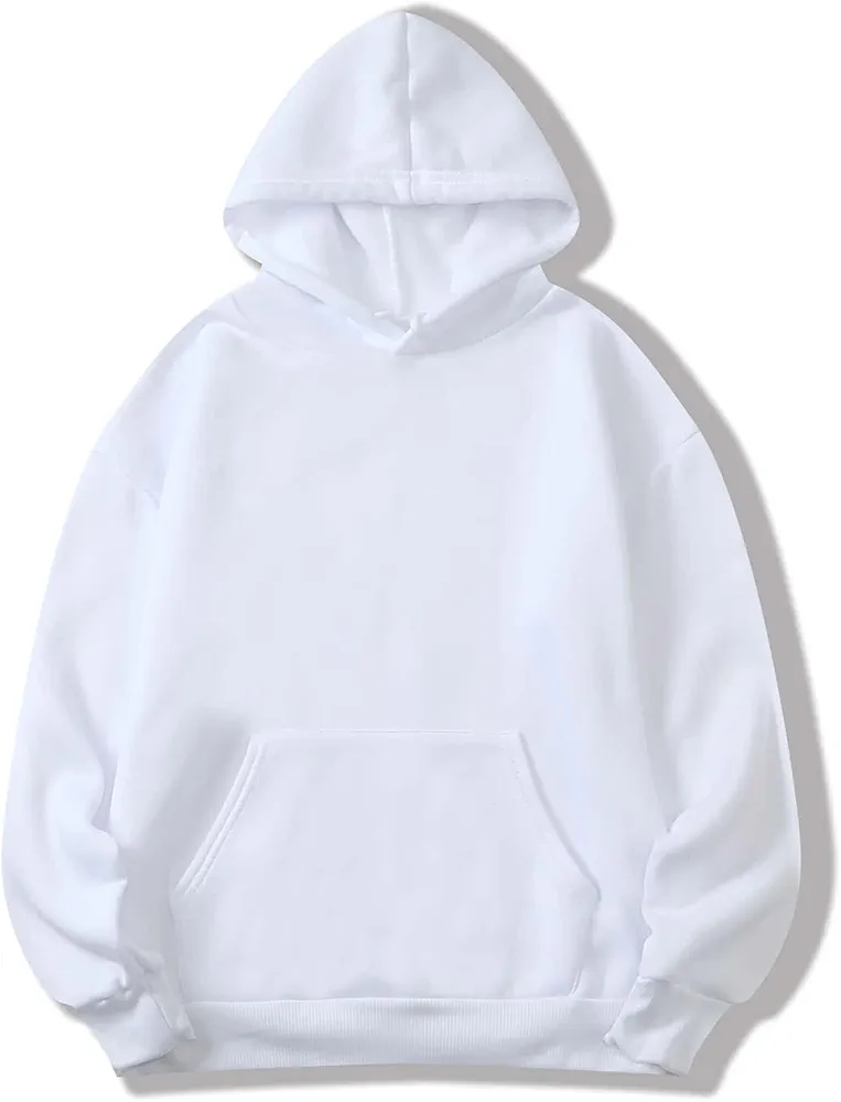 Sweatshirtw for Women - Solid Kangaroo Pocket Thermal Lined Hoodie (Color : White, Size : X-Large)