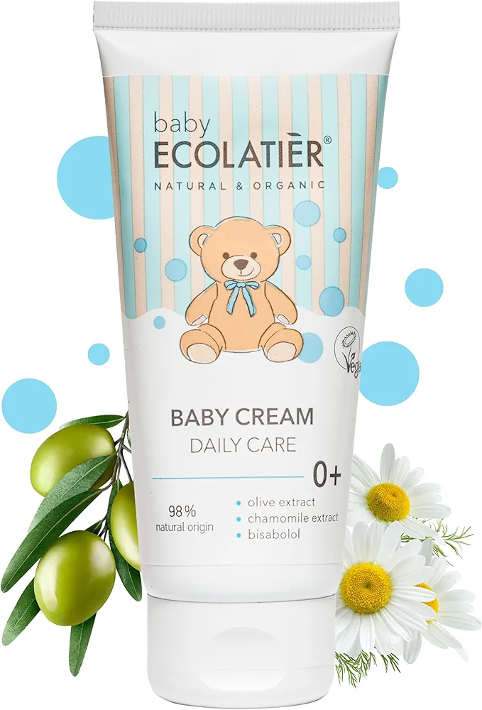 Moisturizing & Nourishing Baby Cream - 98% natural ingredients - Olive & Chamomile Extracts with Bisabolol, Vegan Baby Moisturizer - Hydrates, and Supports Healthy Skin - 3.4 Fl Oz / 100ml