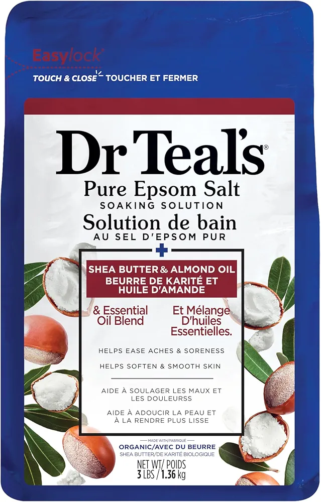 Dr Teal's Salt Soak with Pure Epsom Salt, Shea Butter & Almond, 3 lbs