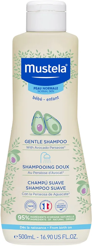 Mustela Baby Gentle Shampoo with Natural Avocado - Hair Care for Kids of all Ages & Hair Types - Tear-Free & Biodegradable Formula - Various Sizes - 1 or 2-Pack