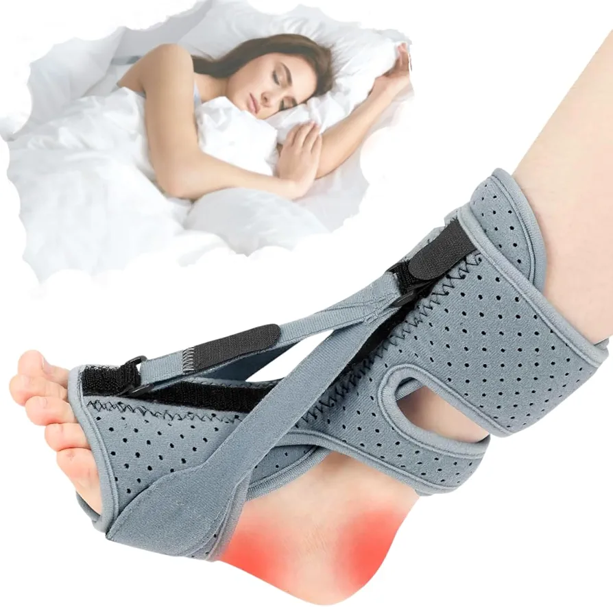 Plantar Fasciitis Night Splint,Ankle Brace for Plantar Fasciitis Relief,Adjustable Breathable Plantar Fasciitis Ankle Brace For Achilles Tendonitis,Foot Drop Ankle Pain Support（Grey）