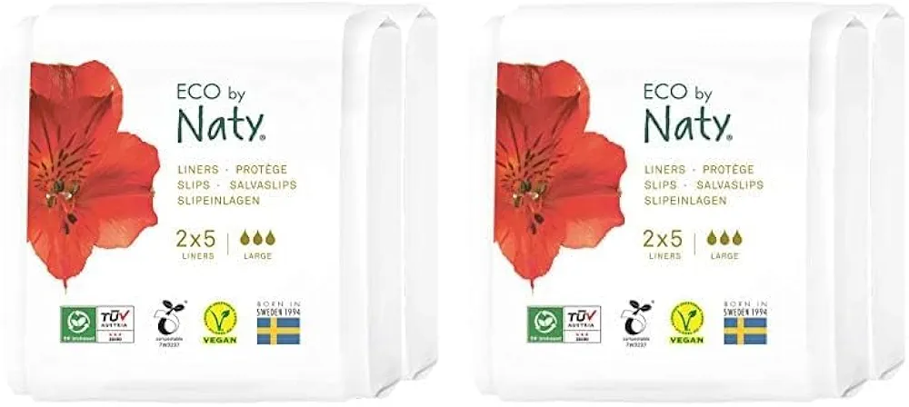 Eco by Naty Panty Liners for Women – Liners for Daily use, Eco-Friendly Women’s Thin Discreet Panty Liners with Organic Cotton to Keep You Fresh (10 Count) (Pack of 2)