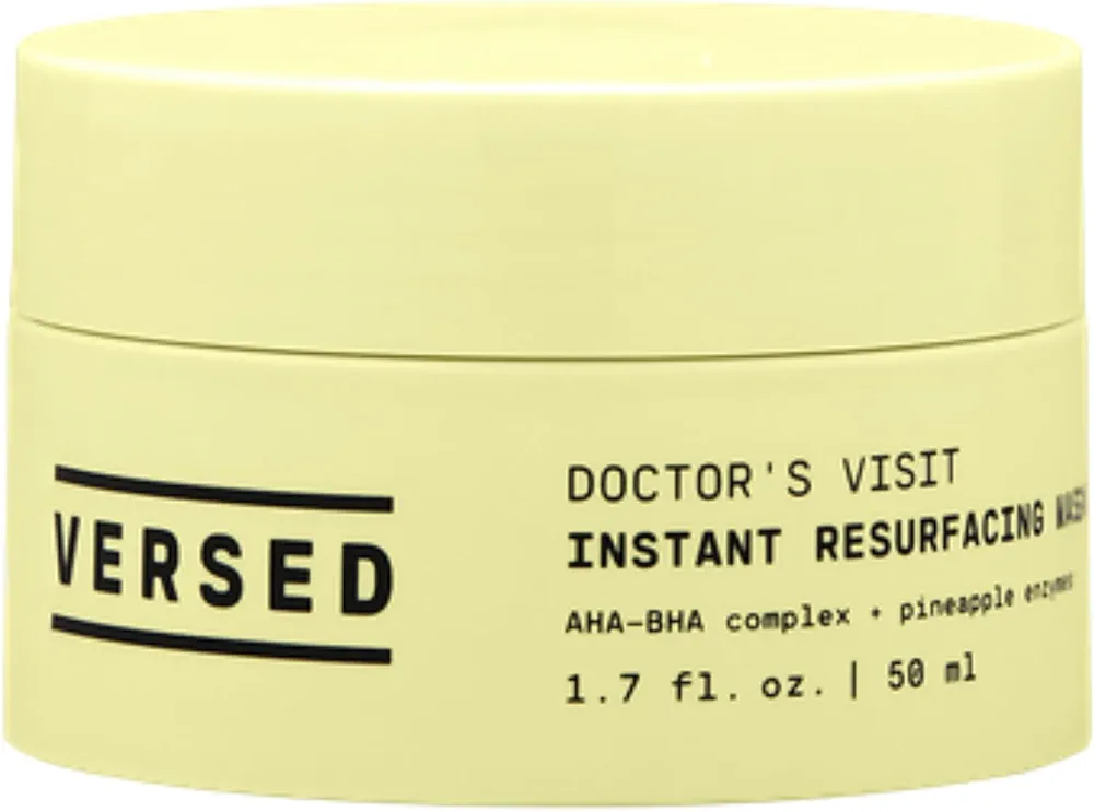 Versed Doctor's Visit Skin Resurfacing Face Mask - Glycolic Acid + Lactic Acid Face Exfoliant for Dark Spots & Skin Texture - AHA BHA Enzyme Mask to Brighten, Smooth Rejuvenate Skin (1.7 fl oz)