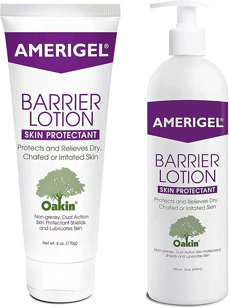 AMERIGEL Barrier Lotion Bundle - Barrier Lotion Skin Protectant (6 oz.) - Barrier Lotion Bottle With Pump (16 oz.) Protection Against Chafed, Cracked, and Chapped Skin