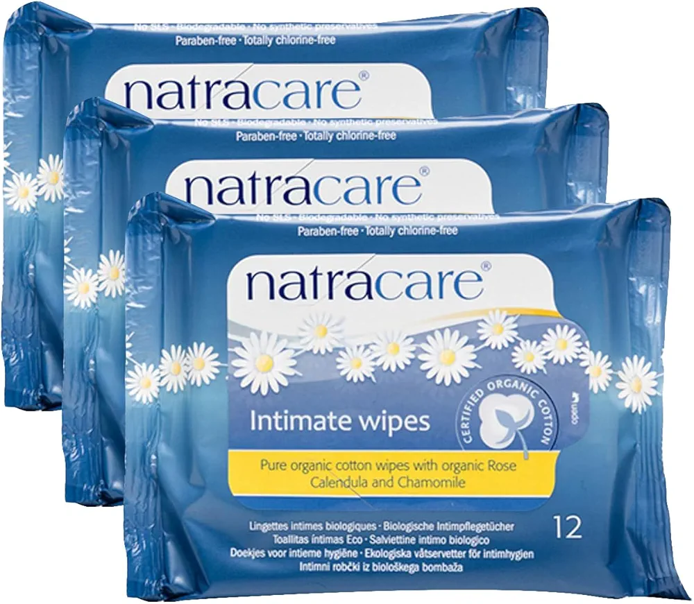 Natracare Organic Cotton Intimate Wipes (12 Wipes) (Pack of 3)