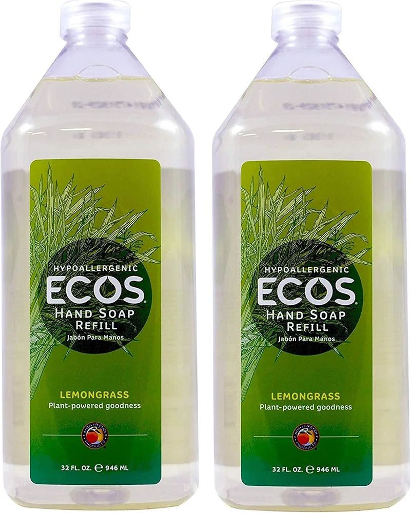 Earth Friendly Products Hand Soap Refill, Lemongrass, 32 Ounce (2-Pack)