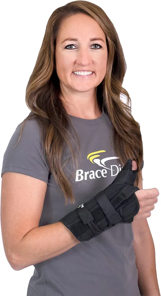 Brace Direct Universal Wrist and Thumb Stabilizer Splint, Spica and Medical Brace - Arthritis, Tendonitis, Gamekeepers, De Quervain's Tenosynovitis, Fracture Forearm Support Cast, Pain Relief