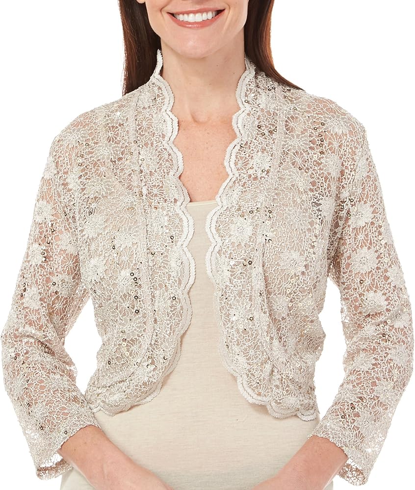 R&M Richards Women's Open Front Lace Bolero