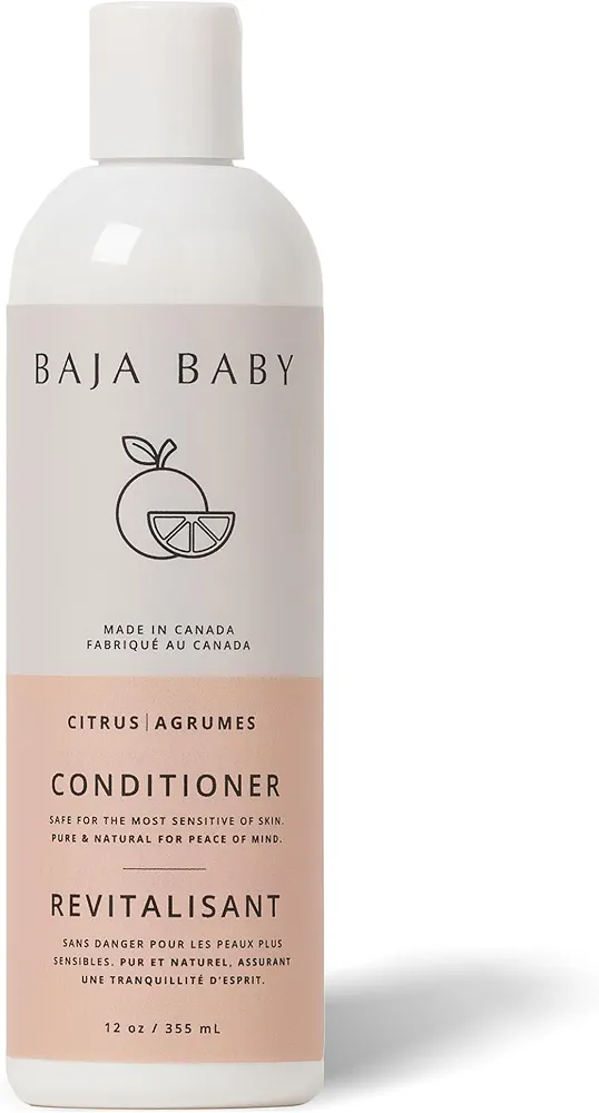 Citrus Baja Baby Conditioner - Organic, Gluten-Free, Vegan, EWG VERIFIED™ - Ideal for Sensitive Skin - All Natural, Tear-Free, Hypoallergenic and Paraben-Free with Pleasant Scent - 12 oz Bottle