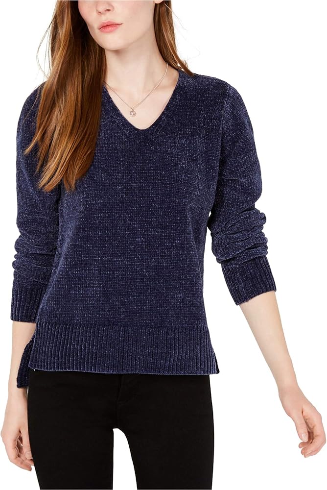 maison Jules Womens Chenille V-Neck Pullover Sweater