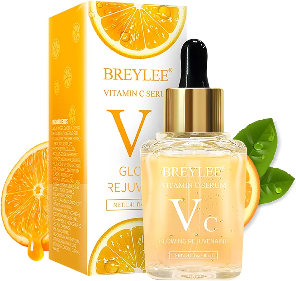 BREYLEE Vitamin C Serum for Face & Eye (1.4 oz) for Brightening Skin,Dark Spot Remover,Reduce Wrinkle,Anti Aging,Moisturizer with Hyaluronic Acid,Vitamin E,Retinol