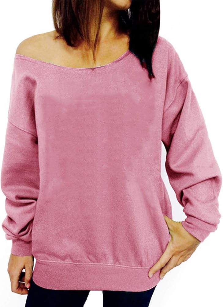 lymanchi Womens Off Shoulder Sweatshirts Long Sleeve Slouchy Sexy Casual Pullover Tops