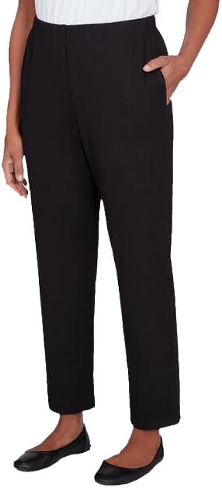 Alfred Dunner Women's Opposites Attract Ribbed Black Pant