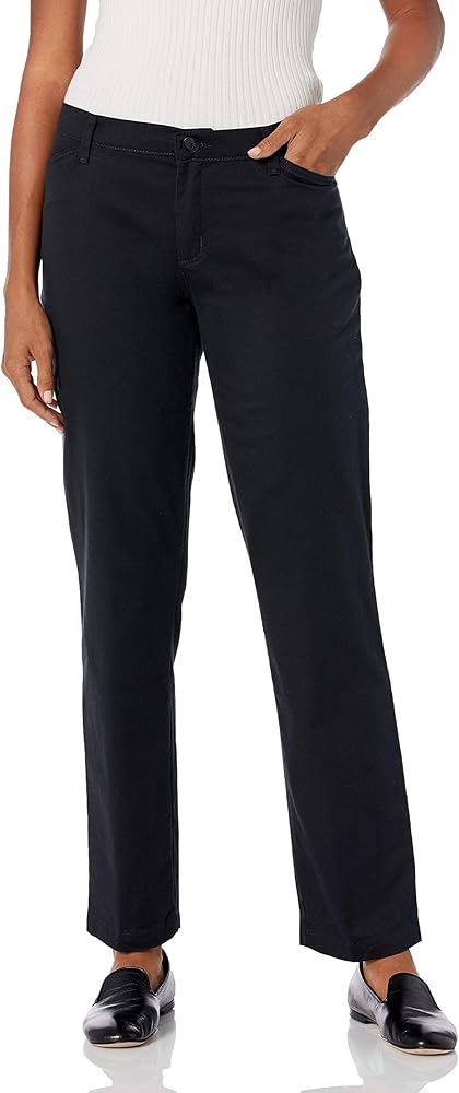 Riders by Lee Indigo Women's Tall Size Stretch Twill Flat Front Pant, Black, 12 L