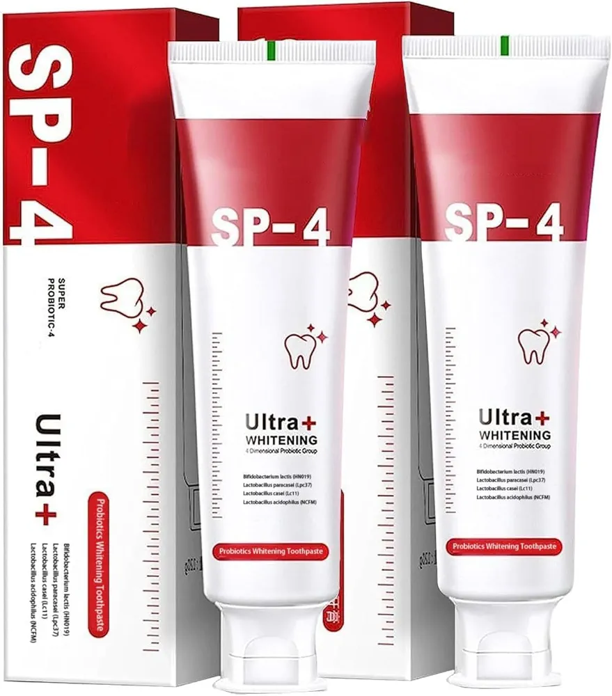 Yayashi SP-4 Probiotics Whitening Toothpaste, SP-4 Toothpaste Fresh Breath Toothpaste, Promotes Healthy Teeth and Gums, Prevents Tartar, Whitens Teeth (2 Red)