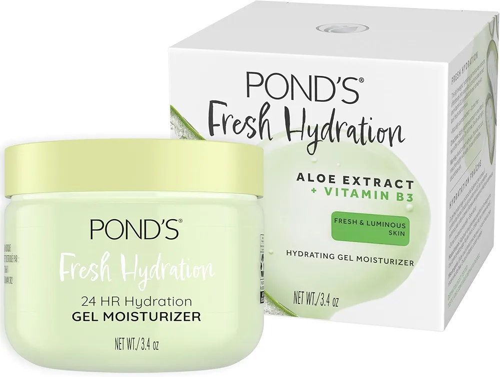 POND'S Aloe Extract & Vitamin B3 Gel Face Moisturizer For Fresh and Luminous Skin, 3.4 oz