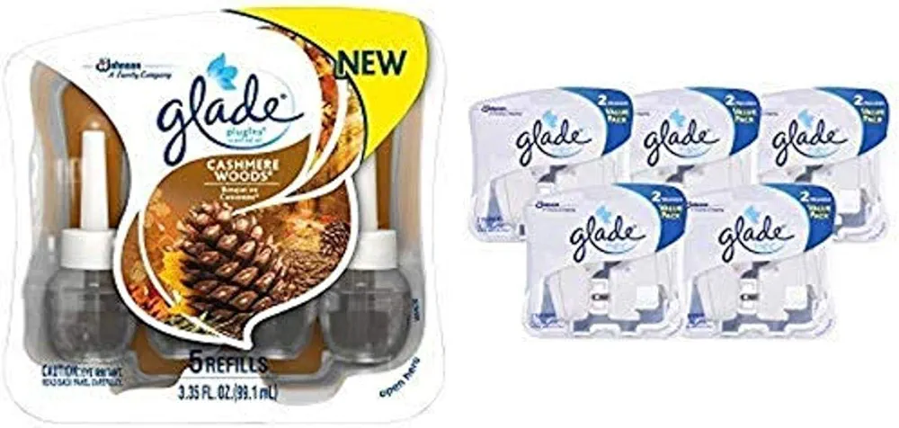 Glade PlugIns Scented Oil Set, 2 ct: Glade Electric Warmer (2 ct), PlugIns Scented Oil Refill, Cashmere Woods (5 ct)