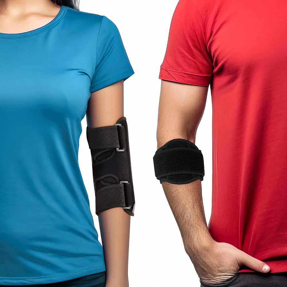 ARMSTRONG AMERICA Elbow Splint Tendonitis Elbow Brace (SMALL) + Tennis Elbow Strap Tendonitis Arm Band (FITS ALL) - Bundle