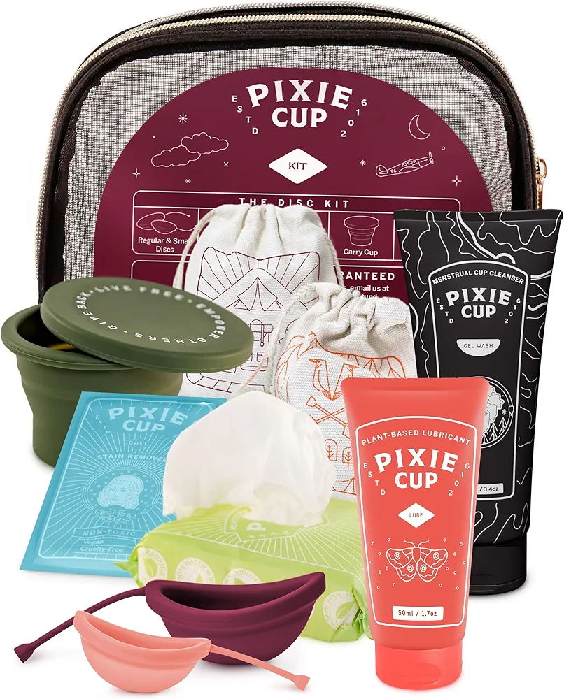 Pixie Menstrual Disc Kit - No Metals or Toxins - 100% Medical-Grade Silicone - Best Period Disc Starter Kit - Removes Like a Tampon - Proven to Become A Successful Menstrual Disc User